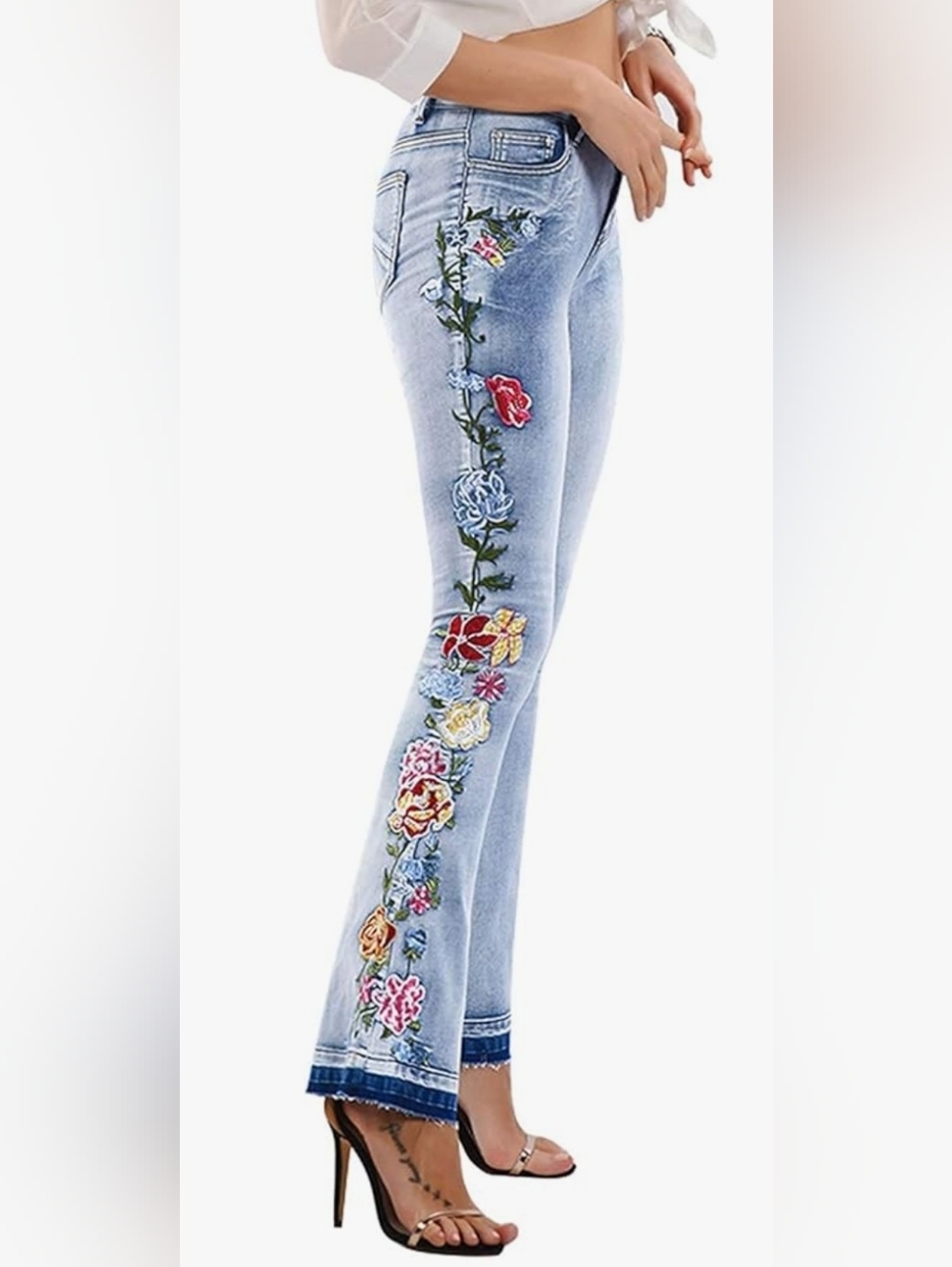 Light Blue Floral Embroidered Women’s Jeans